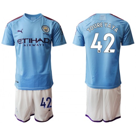 Billiga Fotbollströjor Manchester City TOURE YAYA 42 Barn Hjemma tröja 2019/20 Kortärmad